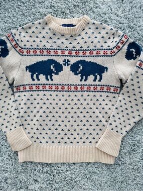 Mens Super Rare Vintage Pendleton Wool Crewneck Sweater Buffalo Bison Small
